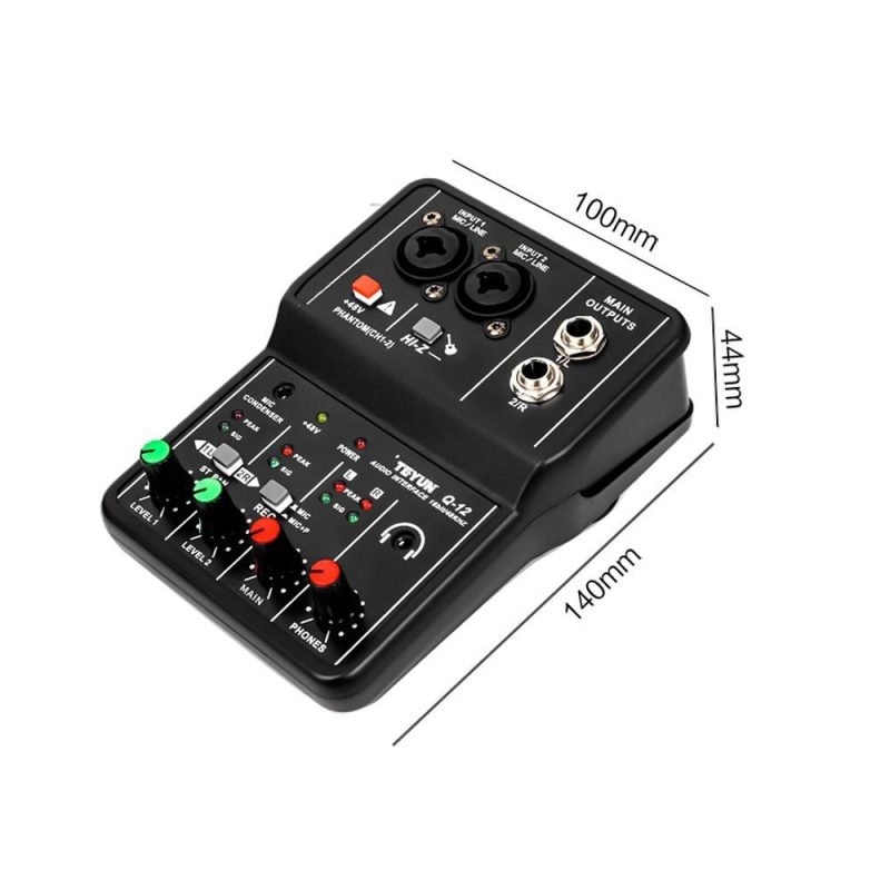 Pro Audio Equipment |   Q12 Audio Interface Professional Recording Sound Card Black Musical Instruments Black