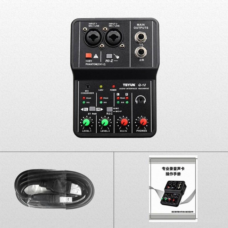 Pro Audio Equipment |   Q12 Audio Interface Professional Recording Sound Card Black Musical Instruments Black