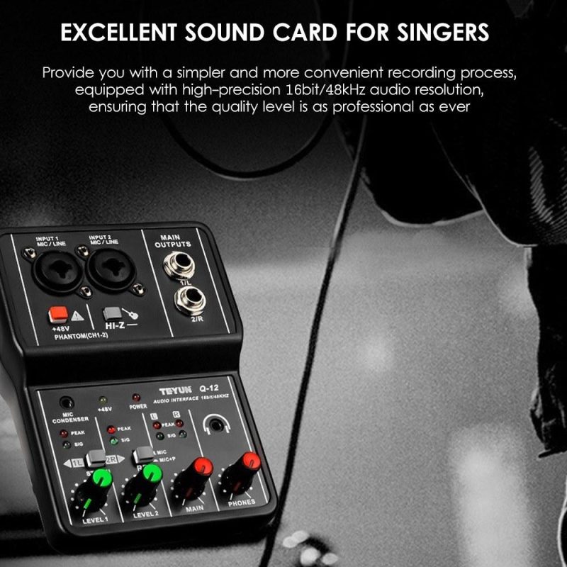 Pro Audio Equipment |   Q12 Audio Interface Professional Recording Sound Card Black Musical Instruments Black