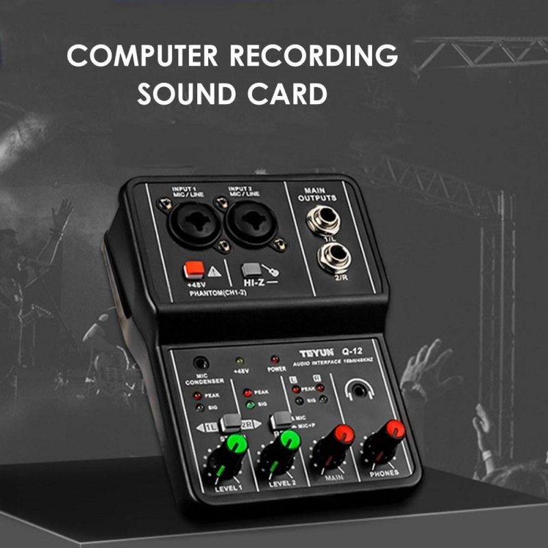 Pro Audio Equipment |   Q12 Audio Interface Professional Recording Sound Card Black Musical Instruments Black