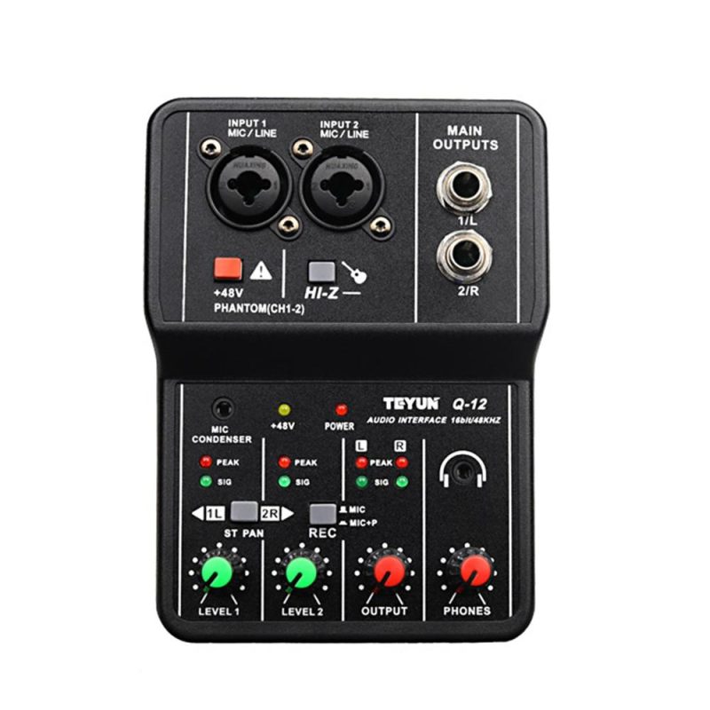 Pro Audio Equipment |   Q12 Audio Interface Professional Recording Sound Card Black Musical Instruments Black