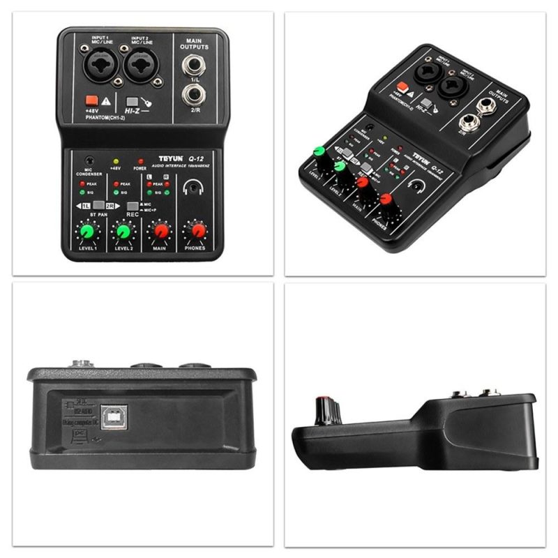 Pro Audio Equipment |   Q12 Audio Interface Professional Recording Sound Card Black Musical Instruments Black