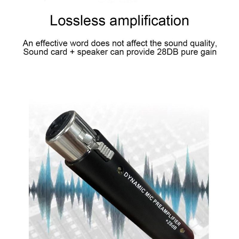 Pro Audio Equipment |   Q2 In-line Microphone Pream Low Noise Gain Amplifier XLR Connection Port for Dynamic Microphone Black Musical Instruments Black