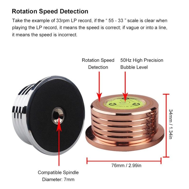 Pro Audio Equipment |   Record Weight Stabilizer 50Hz Bubble Level Speed Detection Turntable LP Disc Stabilizer Clamp for Vinyl Record Player Silver Musical Instruments Pro Audio Equipment