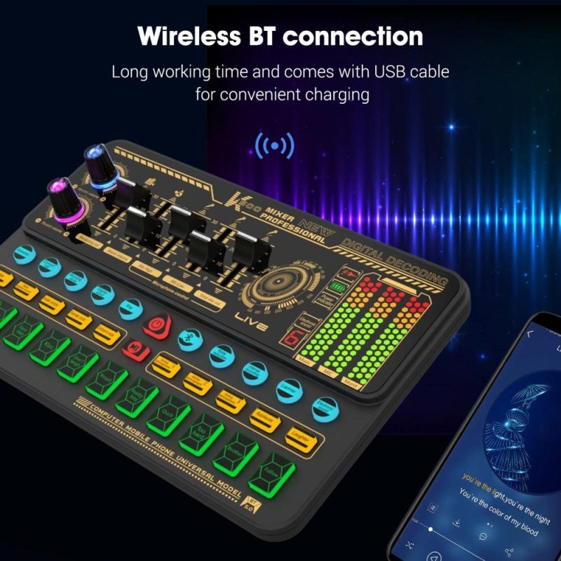 Pro Audio Equipment |   SK500 Portable Live Sound Card Voice Changer Device Audio Mixer Kit with Microphone Mic Stand Earphone Musical Instruments Pro Audio Equipment