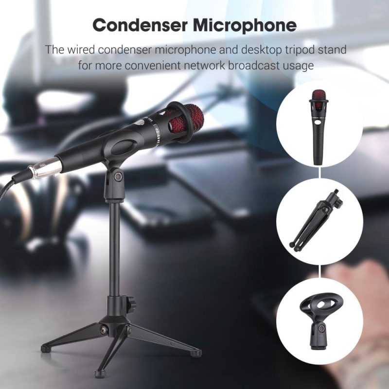 Pro Audio Equipment |   SK500 Portable Live Sound Card Voice Changer Device Audio Mixer Kit with Microphone Mic Stand Earphone Musical Instruments Pro Audio Equipment