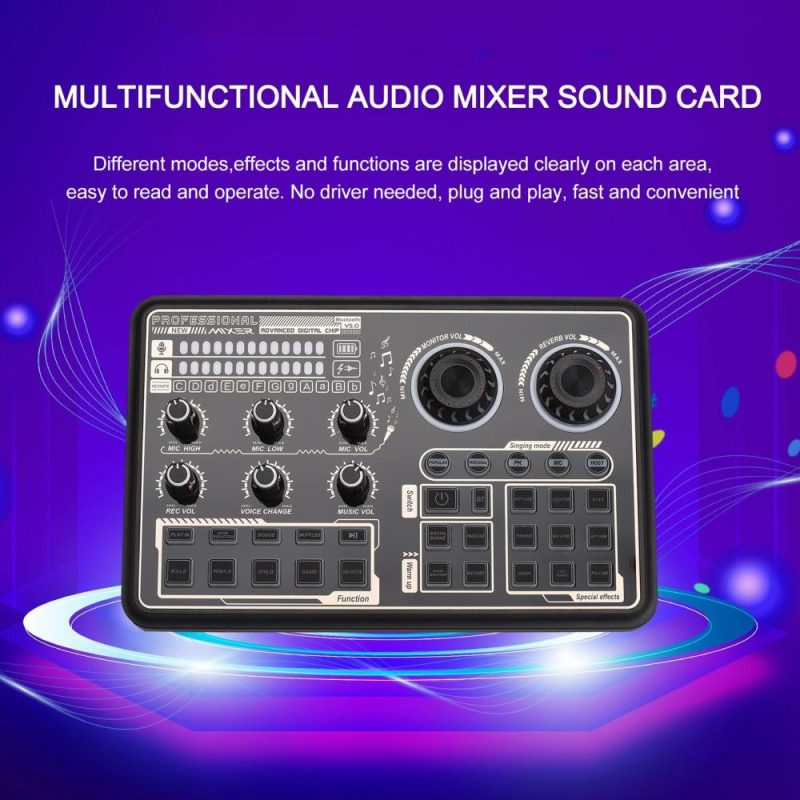 Pro Audio Equipment |   SK600 Multi-function Digital Audio Mixer External Sound Card Black Musical Instruments Black