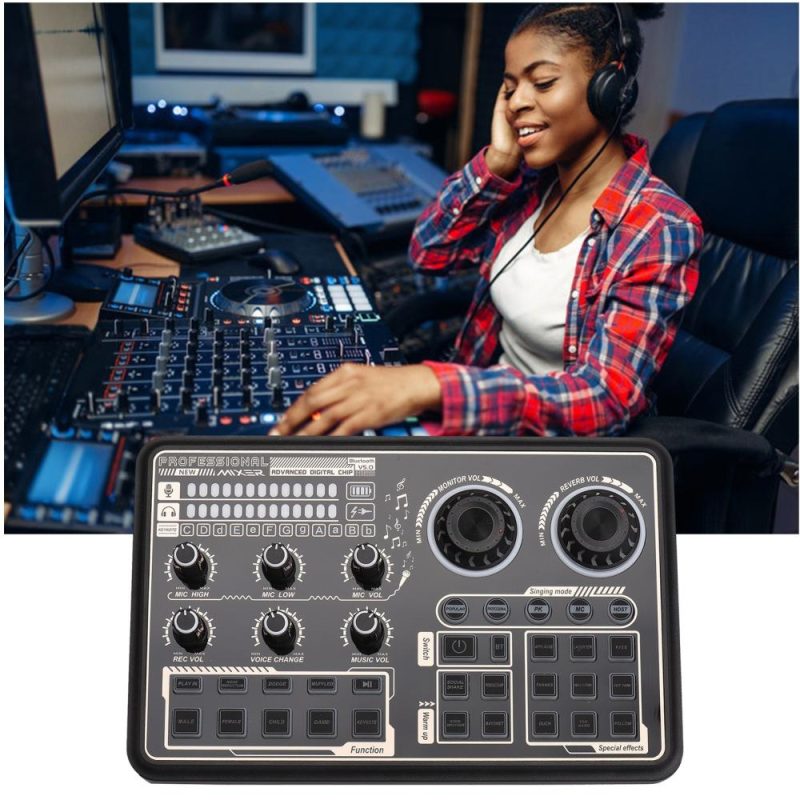 Pro Audio Equipment |   SK600 Multi-function Digital Audio Mixer External Sound Card Black Musical Instruments Black