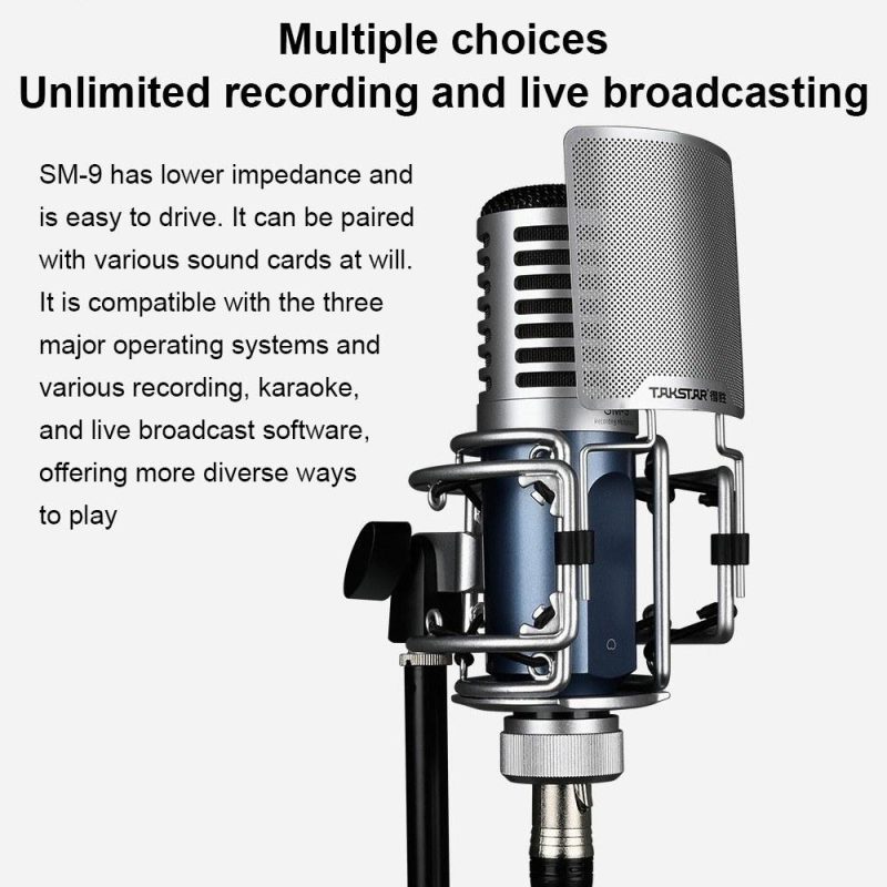 Pro Audio Equipment |   SM-9 Cardioid-directional Condenser Recording Microphone Silver Musical Instruments Pro Audio Equipment