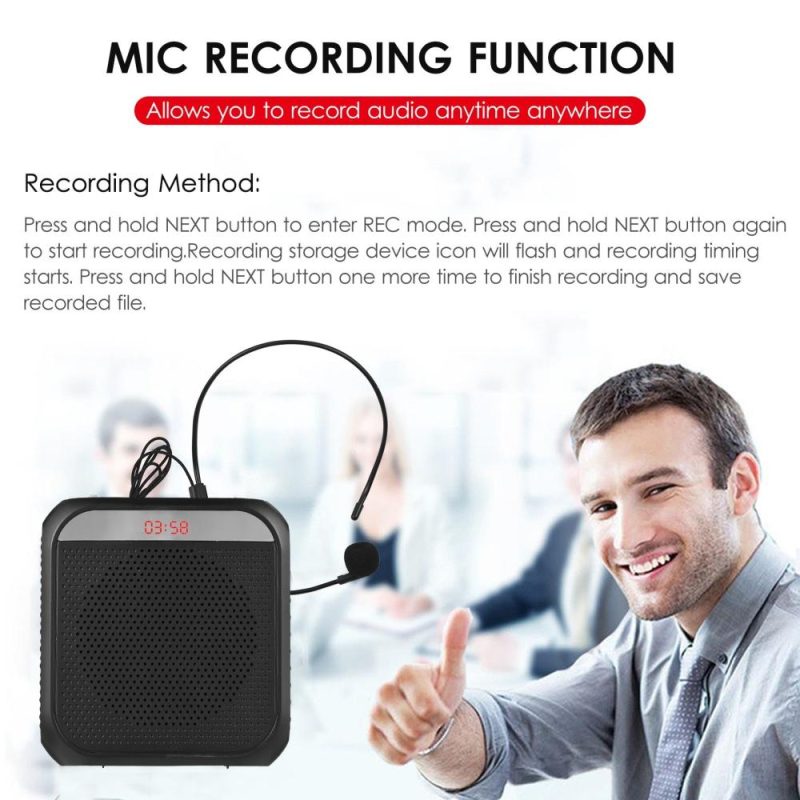 Pro Audio Equipment |   Sound Amplifier Portable Rechargeable Mini Voice Amplifier LED Display with MIC Black Musical Instruments Black