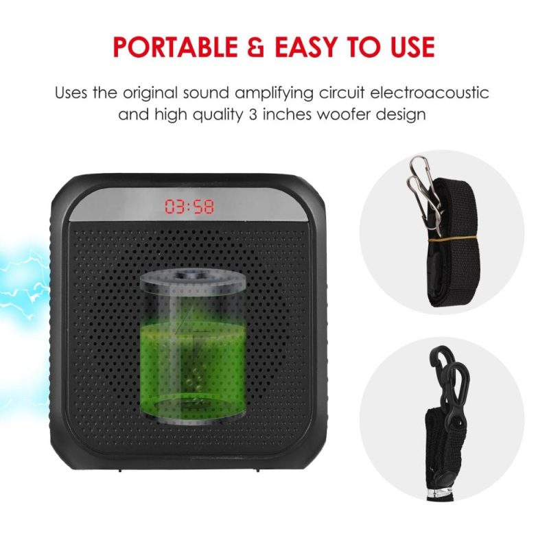 Pro Audio Equipment |   Sound Amplifier Portable Rechargeable Mini Voice Amplifier LED Display with MIC Black Musical Instruments Black