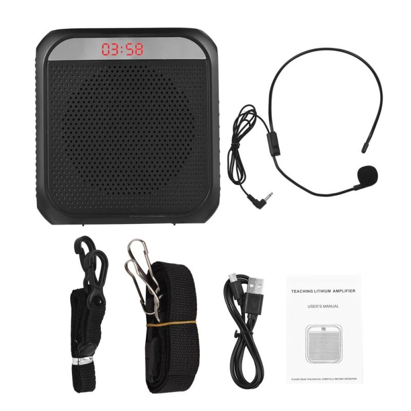 Pro Audio Equipment |   Sound Amplifier Portable Rechargeable Mini Voice Amplifier LED Display with MIC Black Musical Instruments Black