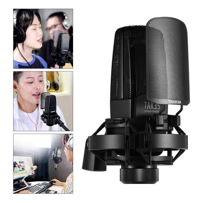 Pro Audio Equipment |   TAK35 Professional Recording Microphone Condenser Cardioid Mic Black Musical Instruments Black