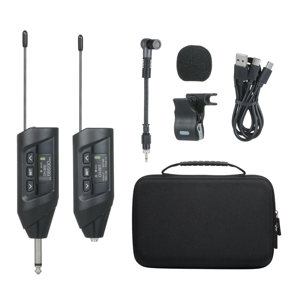 Pro Audio Equipment |   TR15 UHF Wireless Microphone System with TFT Display for Saxophone and Trumpet Black Musical Instruments Black