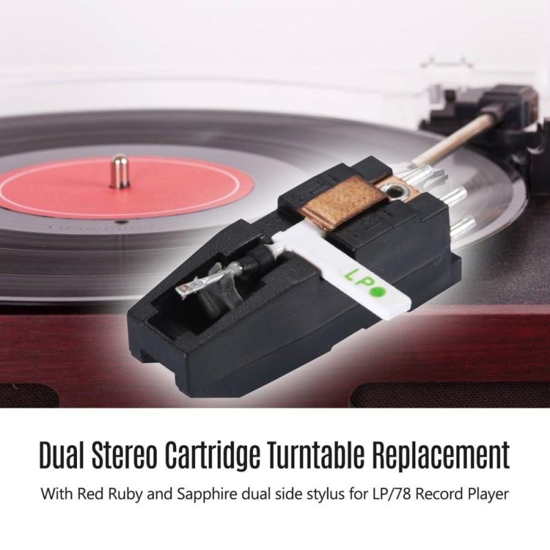 Pro Audio Equipment |   Turntable Phonograph Dual Stereo Cartridge with Red Ruby Sapphire Dual Side Stylus Needle for LP/78 Vinyl Record Player Accessory Replacement Multicolour Musical Instruments Multicolour