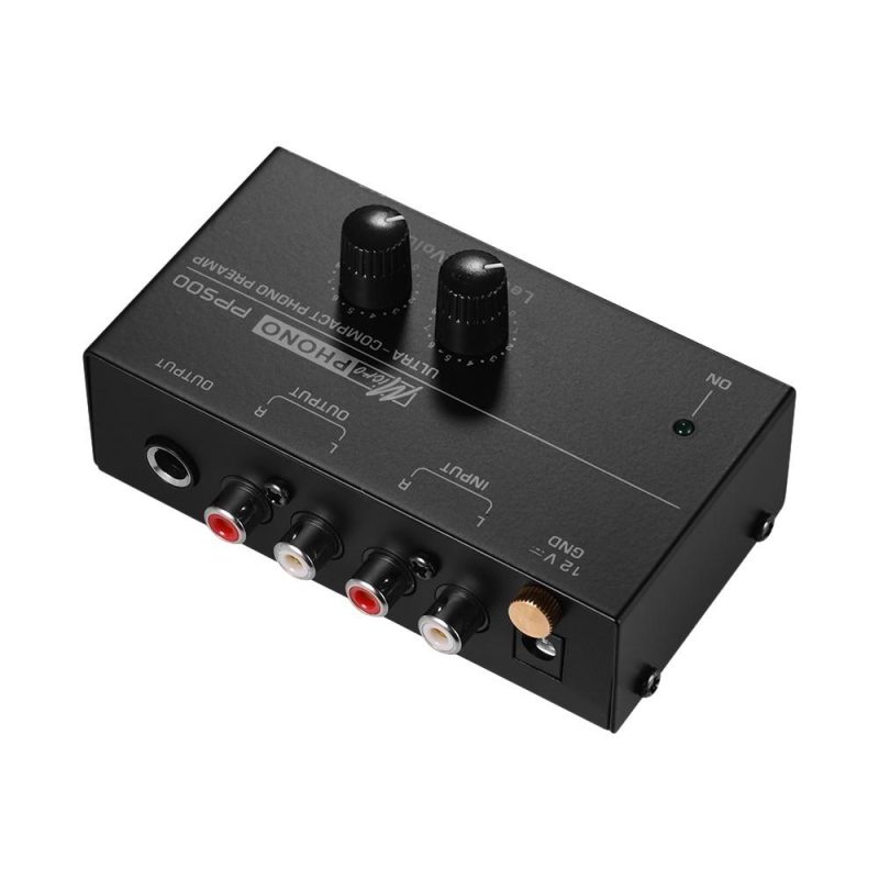 Pro Audio Equipment |   Ultra-compact Phono Preamp Preamplifier with Level & Volume Controls RCA Input & Output 1/4 Inch TRS Output Interfaces Black Musical Instruments Black