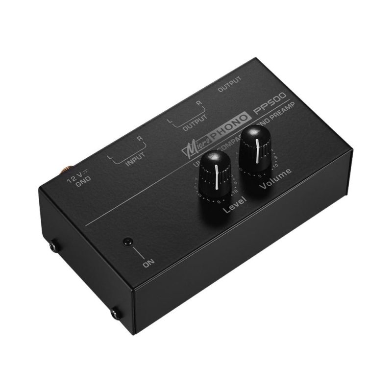 Pro Audio Equipment |   Ultra-compact Phono Preamp Preamplifier with Level & Volume Controls RCA Input & Output 1/4 Inch TRS Output Interfaces Black Musical Instruments Black