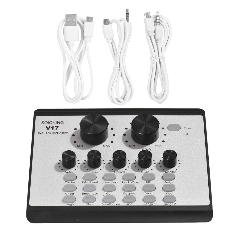 Pro Audio Equipment |   V17 Live Sound Card BT Mini Sound Mixer Multifunctional Voice Change Audio Mixer Pro Audio Equipment