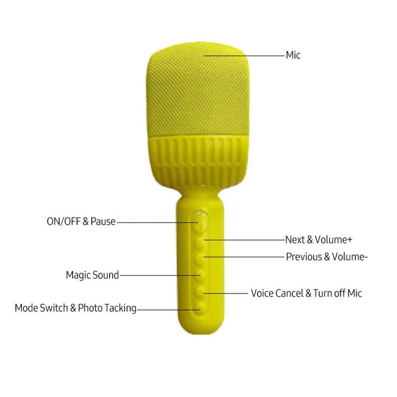 Pro Audio Equipment |   Wireless BT Karaoke Microphone HIFI Speaker Yellow Musical Instruments Pro Audio Equipment