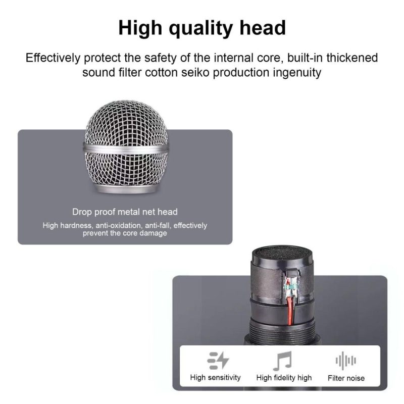 Pro Audio Equipment |   Wireless Microphone Professional UHF Wireless Mic System Handheld Dual Microphone with Receiver Wearable Transmitter Headworn and Lavalier Microphones Black Musical Instruments Black