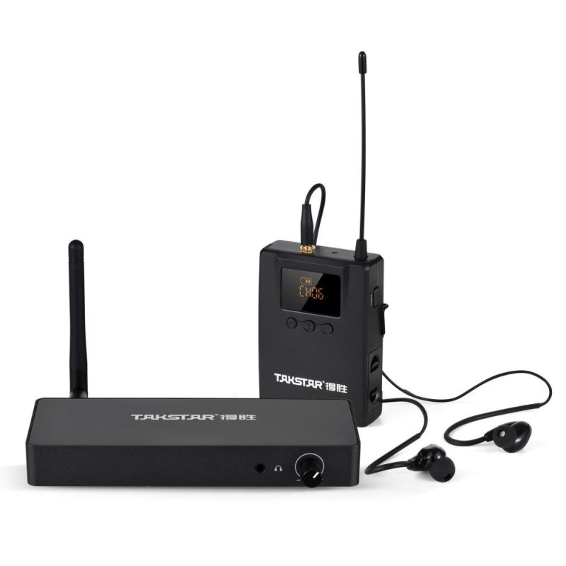 Pro Audio Equipment |   WPM-300 Wireless Monitoring System with In-ear Earphone UHF Audio Transmitter Bodypack Receiver Black Musical Instruments Black