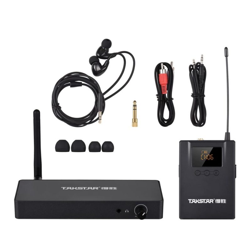 Pro Audio Equipment |   WPM-300 Wireless Monitoring System with In-ear Earphone UHF Audio Transmitter Bodypack Receiver Black Musical Instruments Black