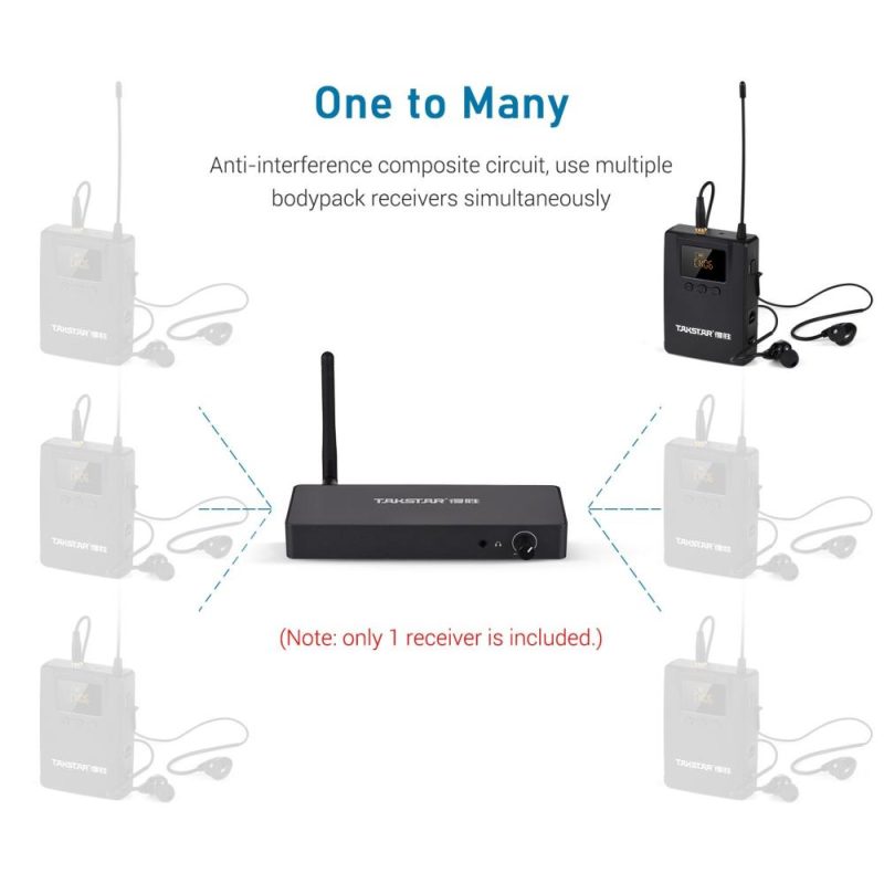 Pro Audio Equipment |   WPM-300 Wireless Monitoring System with In-ear Earphone UHF Audio Transmitter Bodypack Receiver Black Musical Instruments Black