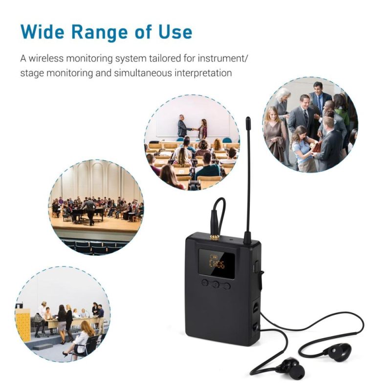 Pro Audio Equipment |   WPM-300R Wireless Audio Receiver with In-ear Earphone UHF Bodypack Receiver Black Musical Instruments Black