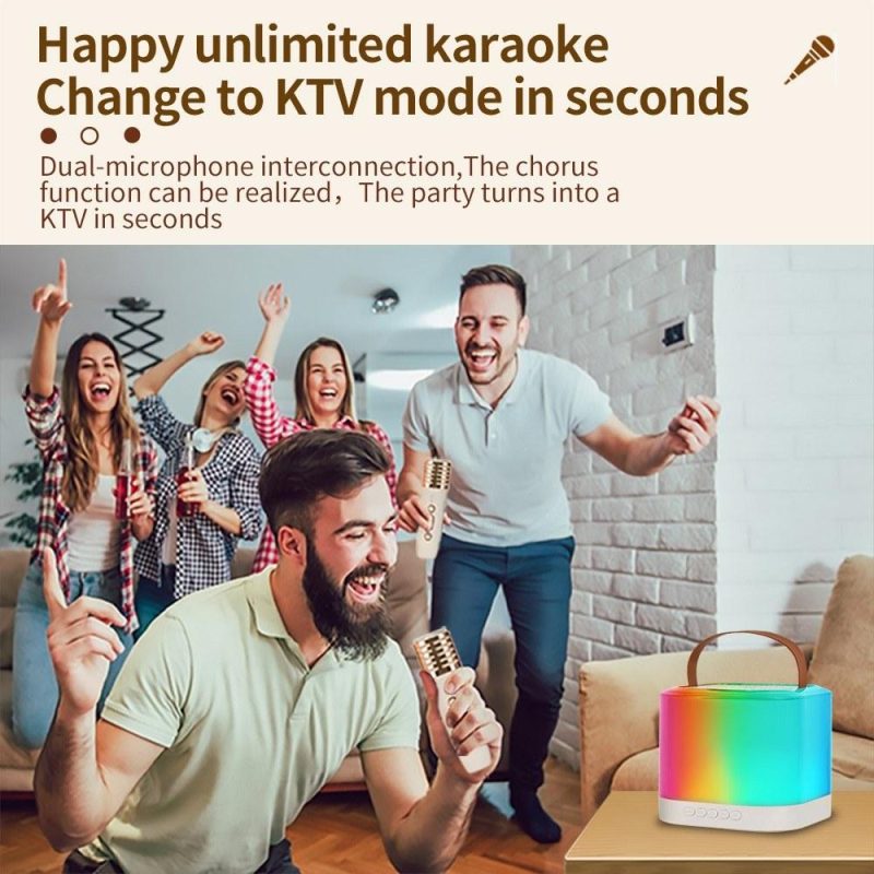 Pro Audio Equipment |   X5 Mini Karaoke Machine Wireless Microphone and Speaker Set with 2 Microphone White Musical Instruments Pro Audio Equipment