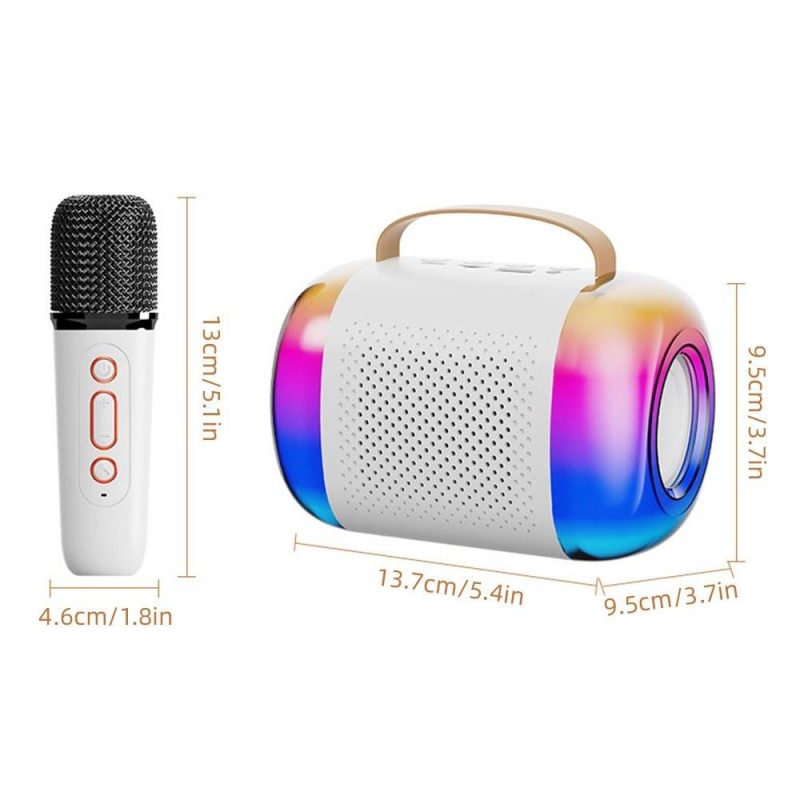 Pro Audio Equipment |   Y5 Mini Karaoke Machine Wireless Microphone and Speaker Set with 2 Microphone White Musical Instruments Pro Audio Equipment