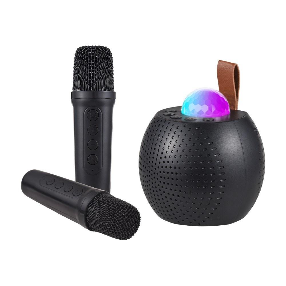 Pro Audio Equipment |   Z1 Compact Karaoke Machine: Dual-Mic Wireless Speaker Set with Disco LED Lights Black Musical Instruments Black