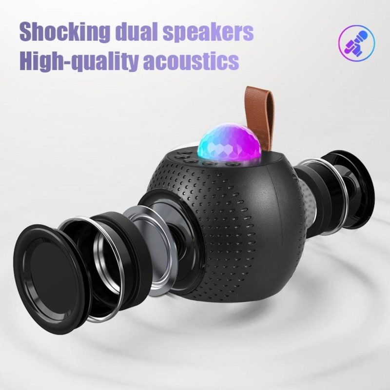 Pro Audio Equipment |   Z1 Compact Karaoke Machine: Dual-Mic Wireless Speaker Set with Disco LED Lights Black Musical Instruments Black