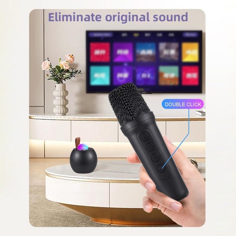 Pro Audio Equipment |   Z1 Compact Karaoke Machine: Dual-Mic Wireless Speaker Set with Disco LED Lights Black Musical Instruments Black