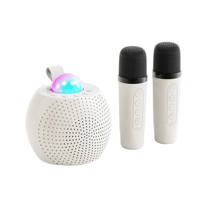 Pro Audio Equipment |   Z1 Compact Karaoke Machine: Dual-Mic Wireless Speaker Set with Disco LED Lights White Musical Instruments Pro Audio Equipment