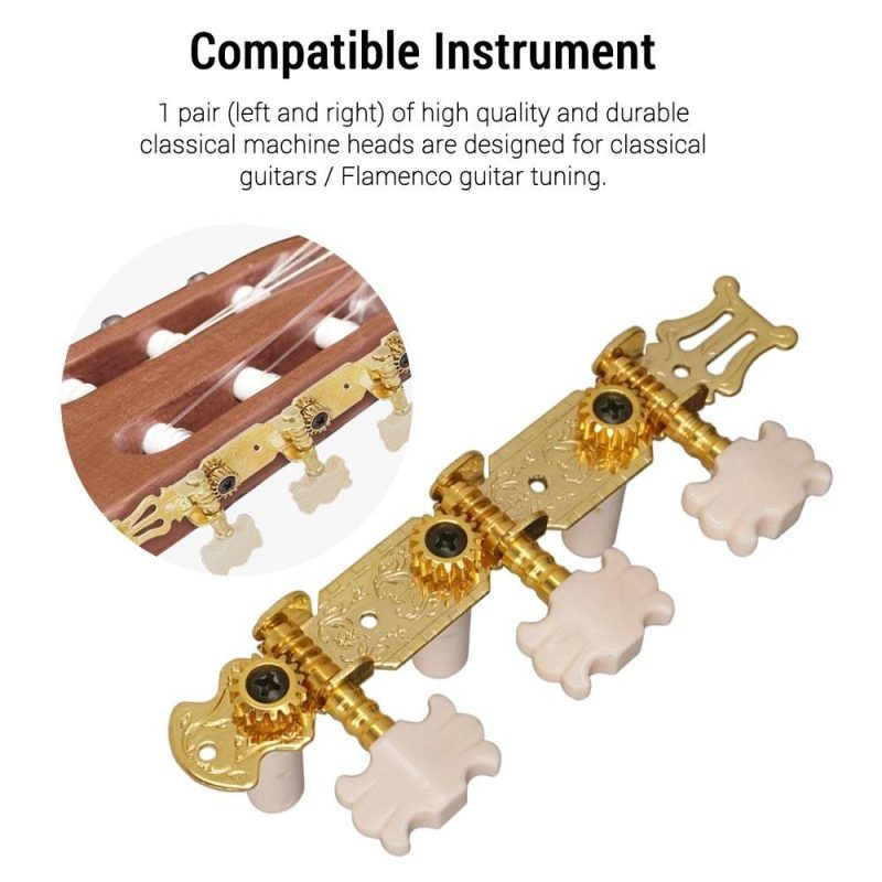 Strings and Accessories |   1 Pair Gold Guitar Tuning Pegs Classical Guitar String Tuning Pegs Tuners Machine Heads Gold Musical Instruments Gold