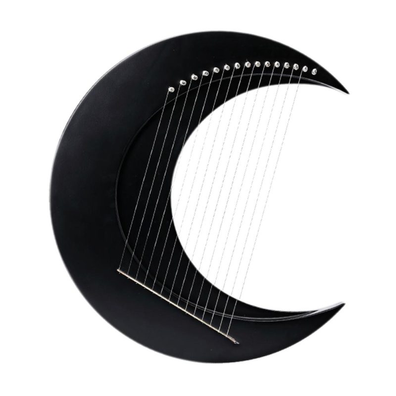 Strings and Accessories |   15-string Crescent Moon Type Lyre C Key Harp Portable Lyre Musical Instruments Strings & Accessories