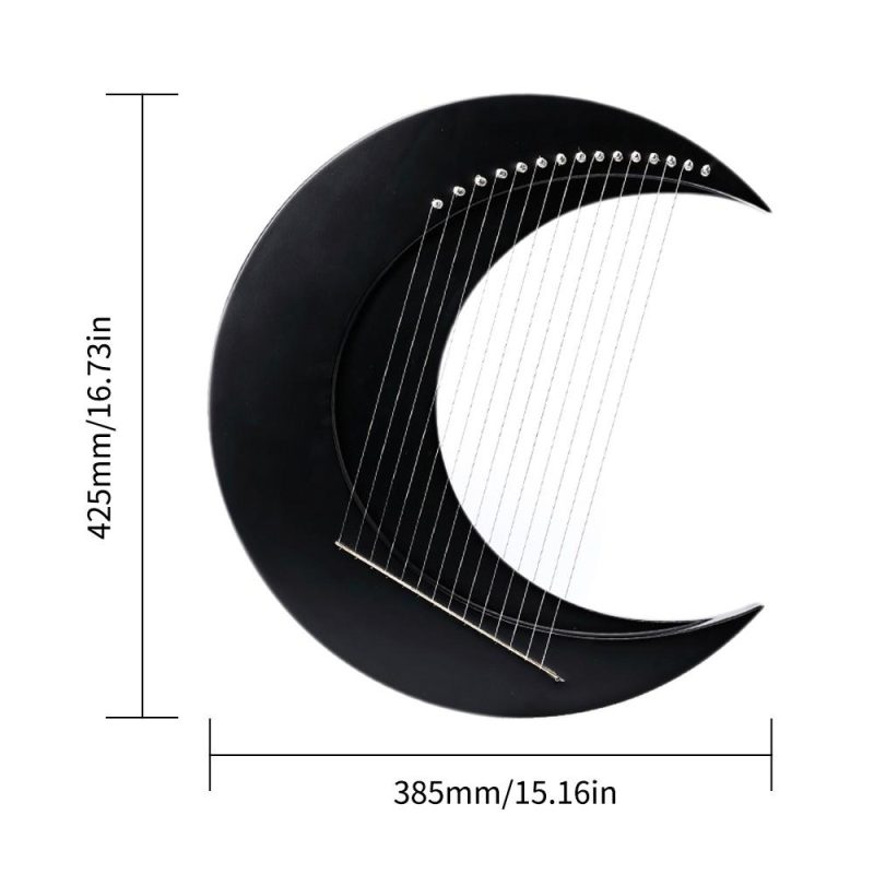 Strings and Accessories |   15-string Crescent Moon Type Lyre C Key Harp Portable Lyre Musical Instruments Strings & Accessories