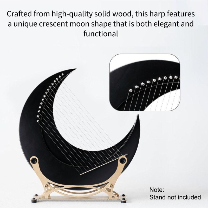 Strings and Accessories |   15-string Crescent Moon Type Lyre C Key Harp Portable Lyre Musical Instruments Strings & Accessories