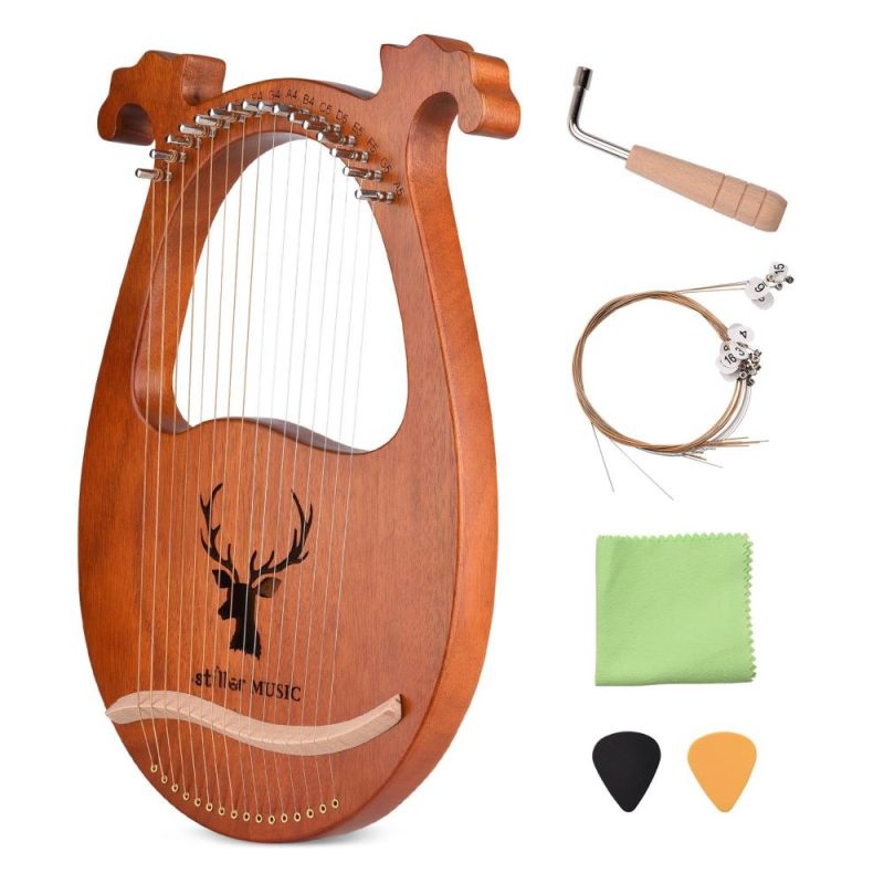 Strings and Accessories |   16 String Lyre Harp Solid Wood String Instrument Wood Musical Instruments Strings & Accessories