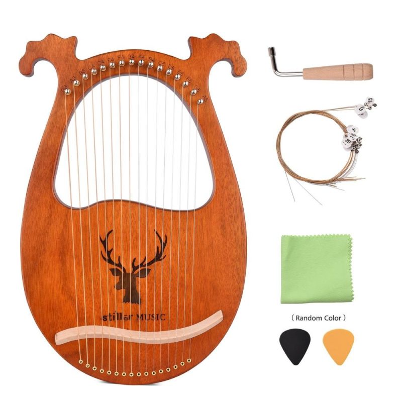 Strings and Accessories |   16 String Lyre Harp Solid Wood String Instrument Wood Musical Instruments Strings & Accessories