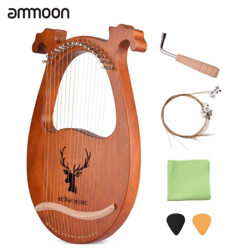 Strings and Accessories |   16 String Lyre Harp Solid Wood String Instrument Wood Musical Instruments Strings & Accessories