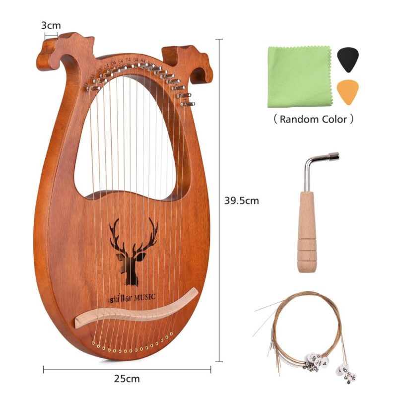 Strings and Accessories |   16 String Lyre Harp Solid Wood String Instrument Wood Musical Instruments Strings & Accessories