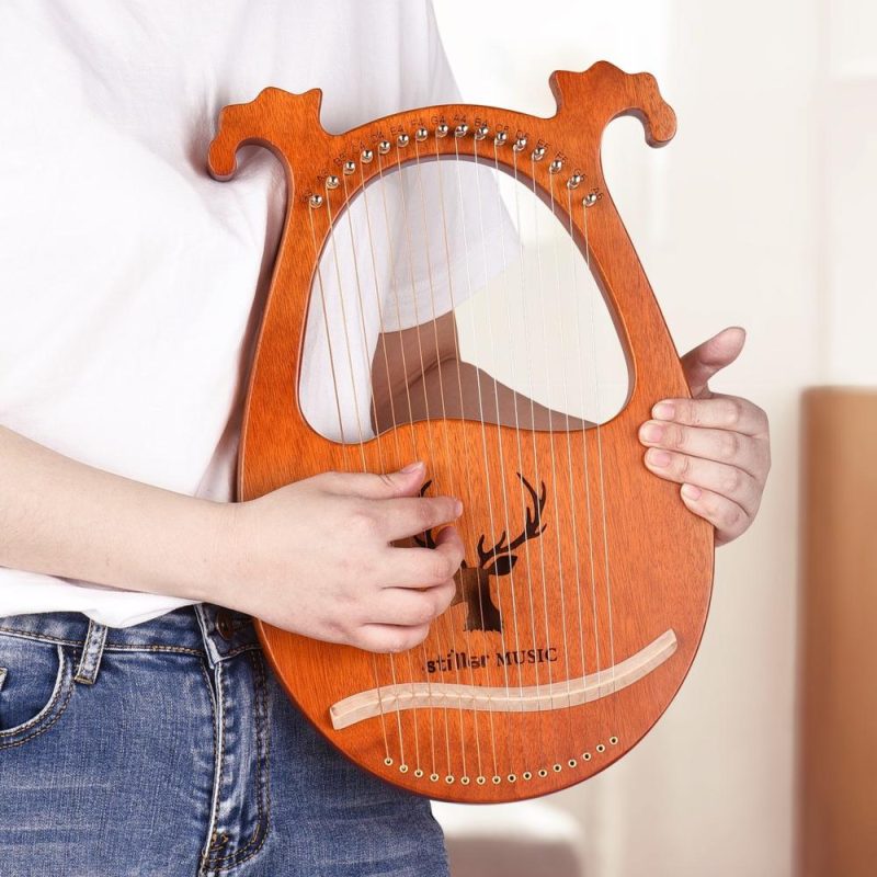 Strings and Accessories |   16 String Lyre Harp Solid Wood String Instrument Wood Musical Instruments Strings & Accessories