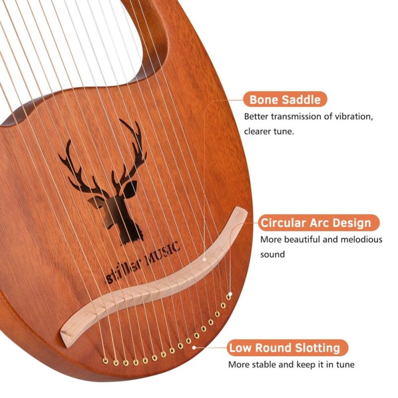 Strings and Accessories |   16 String Lyre Harp Solid Wood String Instrument Wood Musical Instruments Strings & Accessories