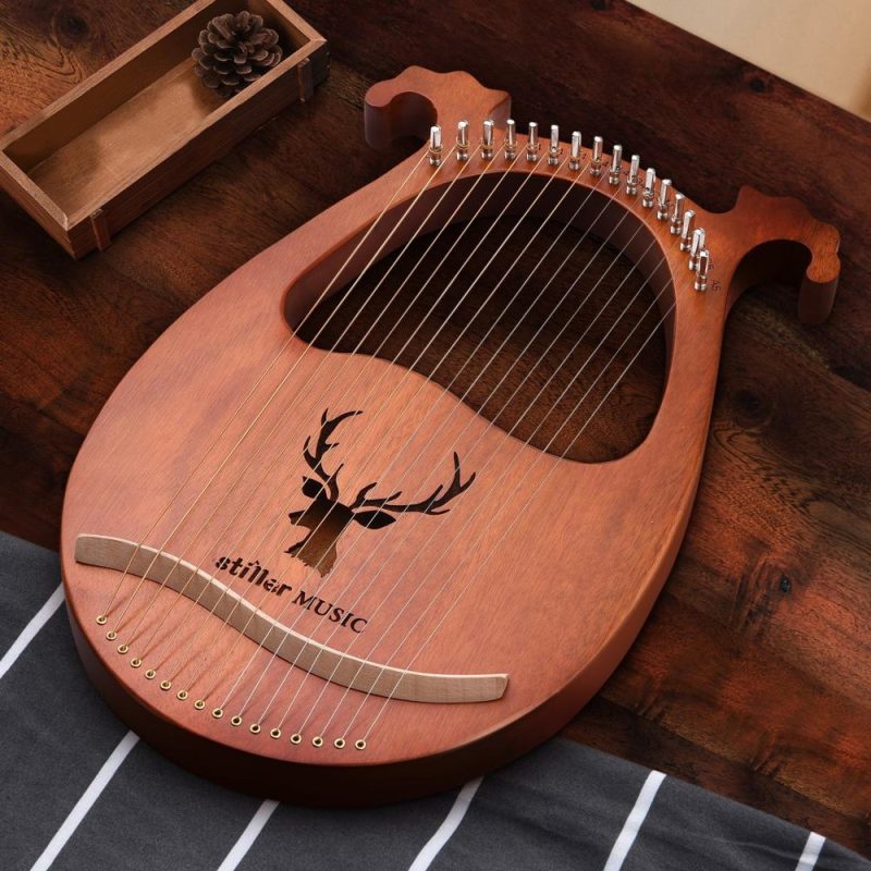 Strings and Accessories |   16 String Lyre Harp Solid Wood String Instrument Wood Musical Instruments Strings & Accessories