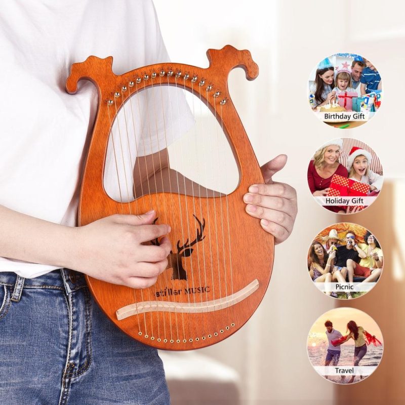 Strings and Accessories |   16 String Lyre Harp Solid Wood String Instrument Wood Musical Instruments Strings & Accessories