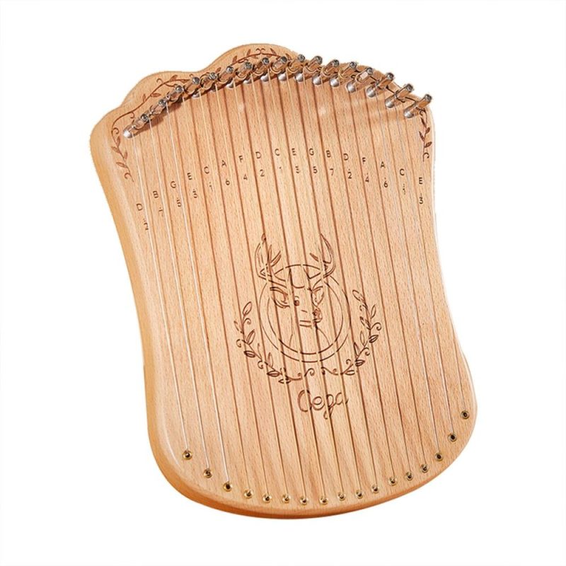 Strings and Accessories |   17 String Lyre Harp Portable Solid Beech Wood Harp Wood Musical Instruments Strings & Accessories