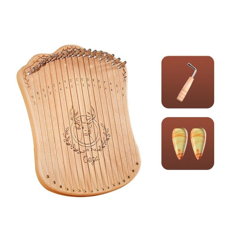 Strings and Accessories |   17 String Lyre Harp Portable Solid Beech Wood Harp Wood Musical Instruments Strings & Accessories