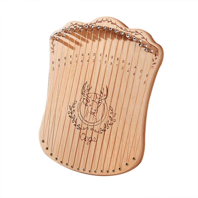 Strings and Accessories |   17 String Lyre Harp Portable Solid Beech Wood Harp Wood Musical Instruments Strings & Accessories