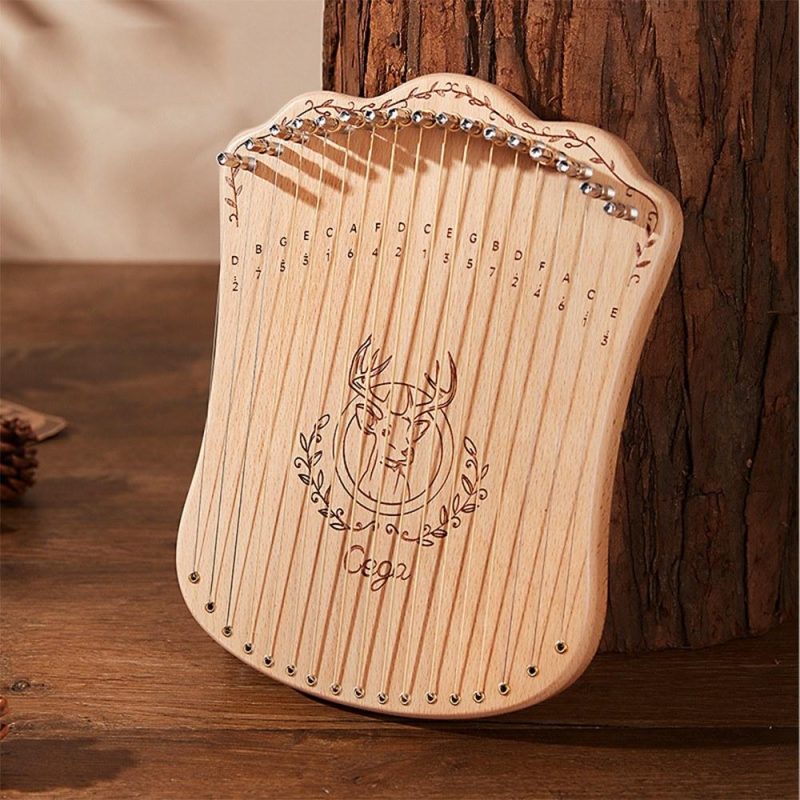 Strings and Accessories |   17 String Lyre Harp Portable Solid Beech Wood Harp Wood Musical Instruments Strings & Accessories